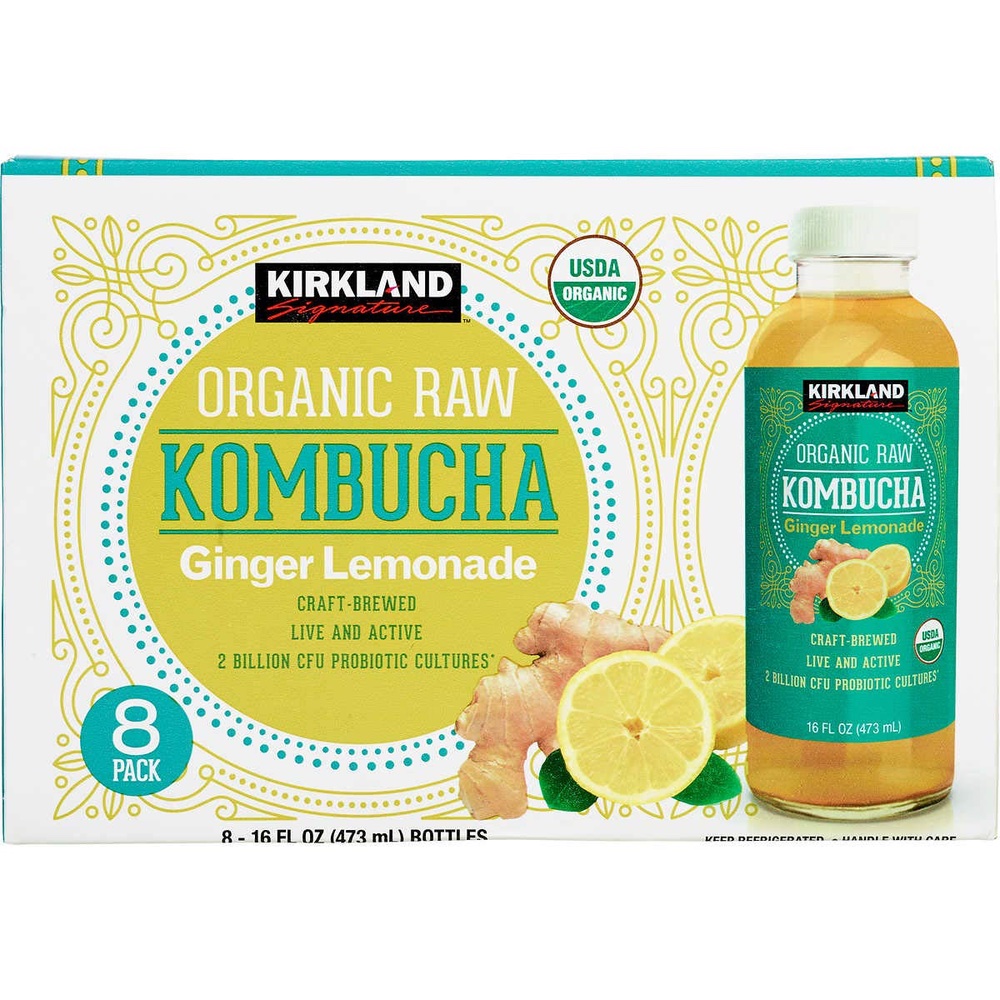 Kirkland Signature Organic Raw Kombucha Ginger Lemonade 8-16 oz