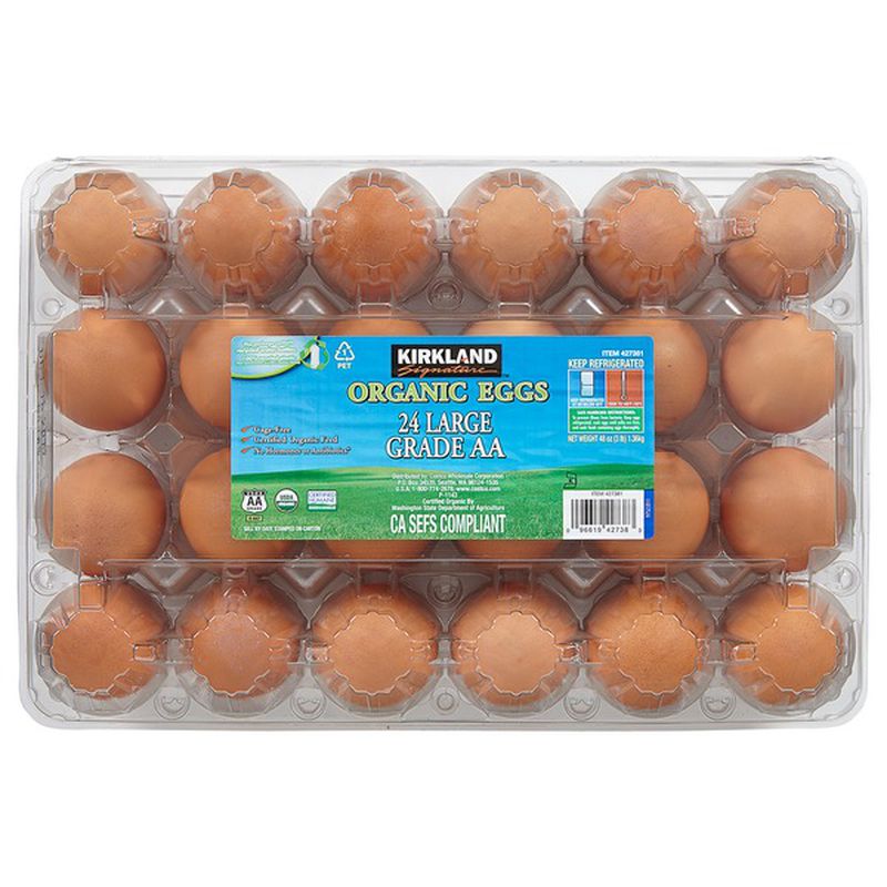 Kirkland Signature Organic Free Range Eggs USDA Grade AA Large 24 ct