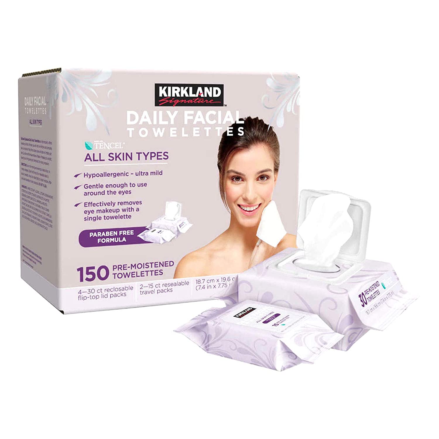 Kirkland Signature Micellar Daily Facial Cleansing Towelettes, 150 ct