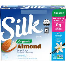 Silk Organic Vanilla Unsweetened Almond Milk 3-64 oz