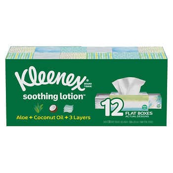 Kleenex Soothing Lotion Facial Tissue, 3-ply, 130-count, 12-pack
