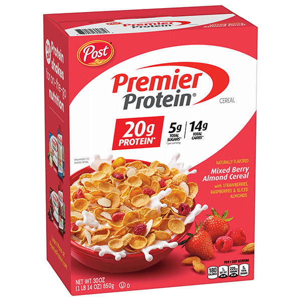 Premier Protein Mixed Berry Almond Cereal, 30 oz