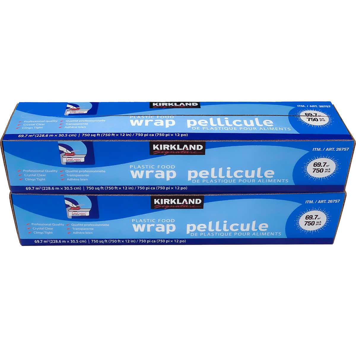 Kirkland Signature 12" Plastic Wrap 750 foot roll, 2 ct