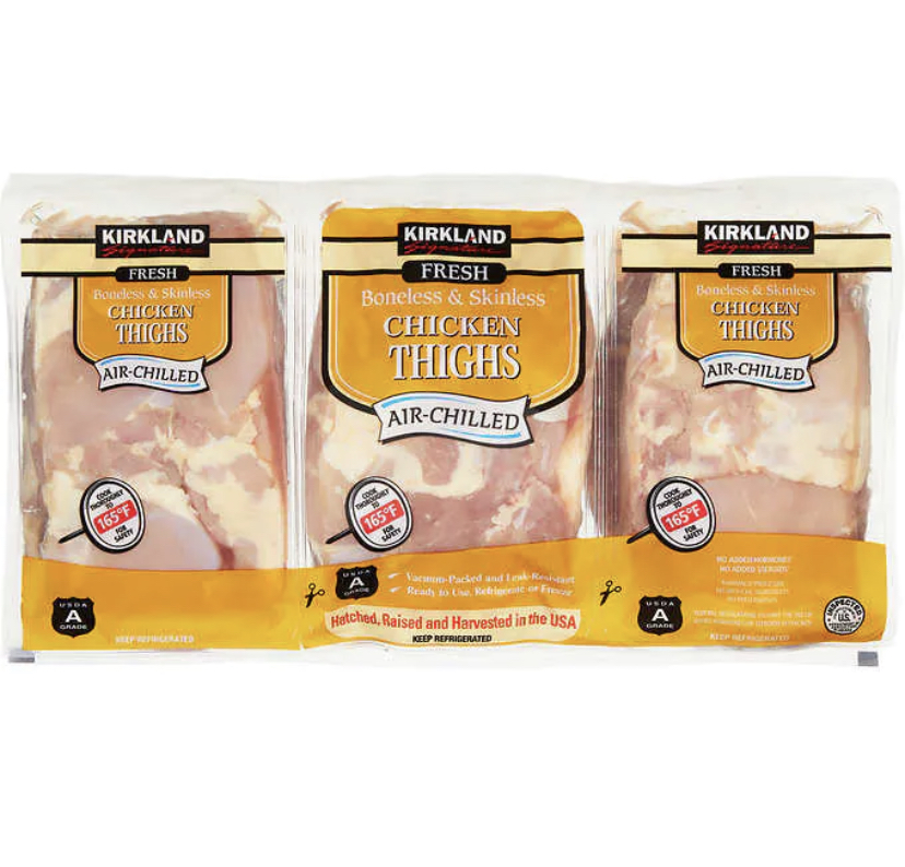 Kirkland Signature Boneless and Skinless Chicken Thighs, price per lb